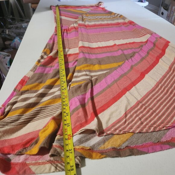 Pleione Skirt Womens Small Multicolor Patchwork Striped Boho Maxi - Picture 3 of 9